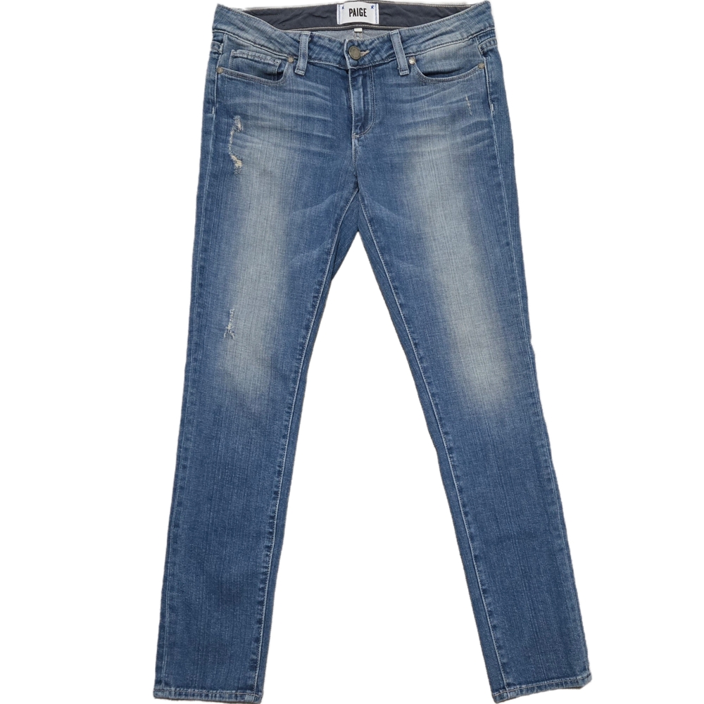 PAIGE Skyline Ankle Peg Medium Wash Slightly Distressed Jeans - Size 27